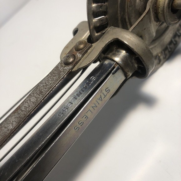 Vintage Blue Whirl Egg Beater Mixer Stainless Steel Mint Blue Green Handle - Picture 4 of 6